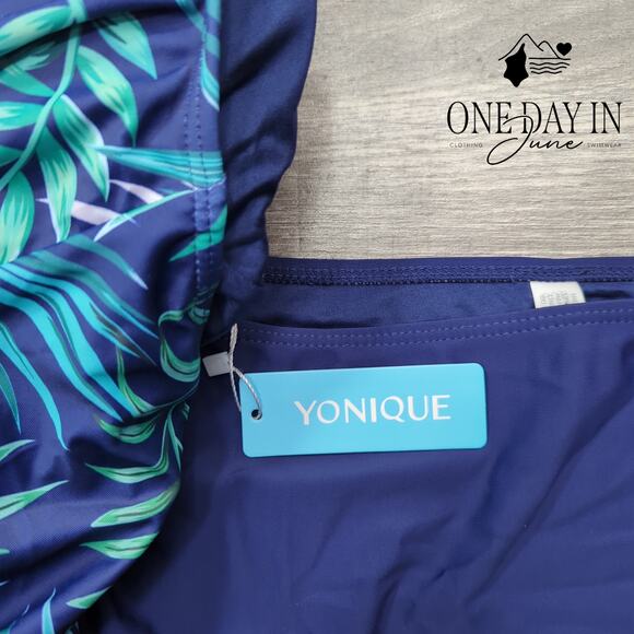 Yonique Tropical Blouson Tankini Swimsuit Size XXL - Picture 3 of 6